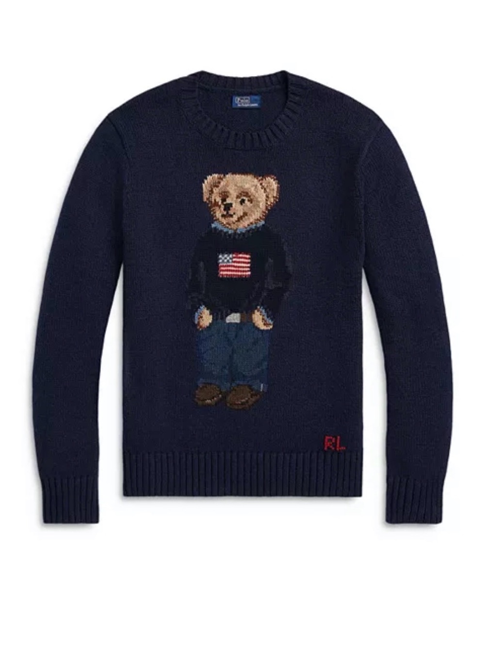 NWT Ralph Lauren Navy Polo Bear Crewneck Sweater XXS
